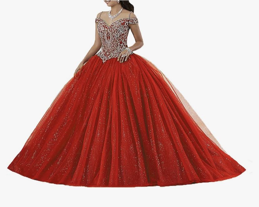 Red quinceanera dress size 6