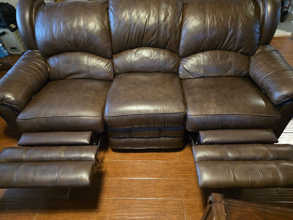 Leather Reclining Sofa and Loveseat