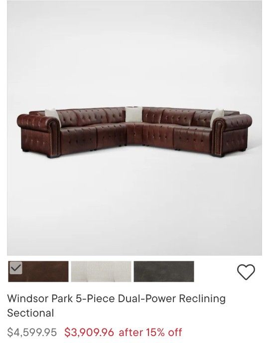 For Sale: High-Quality Brown Leather Sectional – $2500