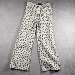 7 For All Mindkind Kids Girls Small White Leopard Lotta Wide Leg Jeans NWT #2B