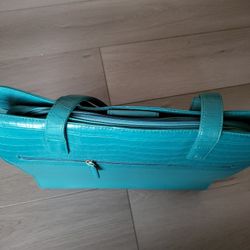 💼 Buxton Turquoise Faux Leather Laptop Tote — Excellent Condition