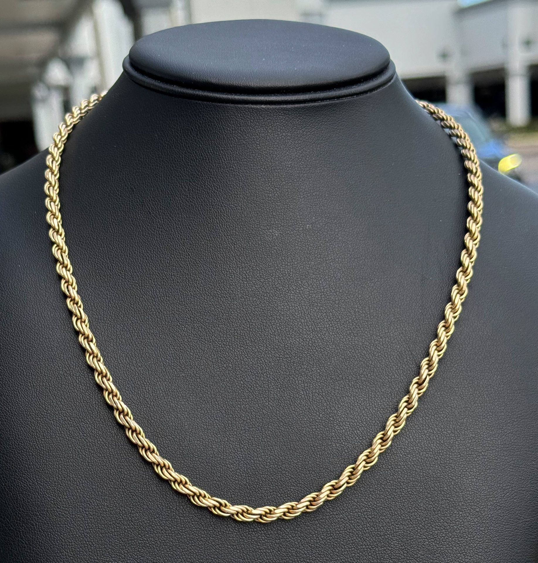 Jewelry .925 sterling silver Rope gold plated chain necklace 22.5โ 4.30mm