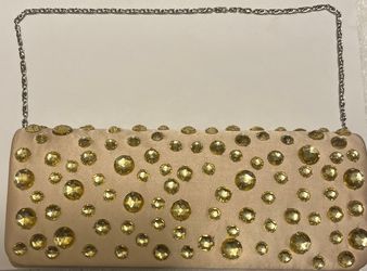 New Embroidered and Beaded Satin Clutch Purse with Long  Strap $18 OBO