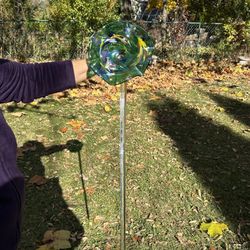 Hand-blown Glass Flower - Garden Art/Stake
