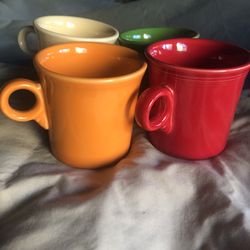 4 Multicolored Coffee Cups Fiesta Ware
