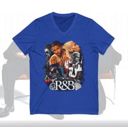 Brand New Blue Chris Brown and Usher V Neck R&B Tour 2026 Graphic T-Shirt (Size Large.)