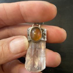 Danburite Sterling Silver pendant With Opal Thumbnail