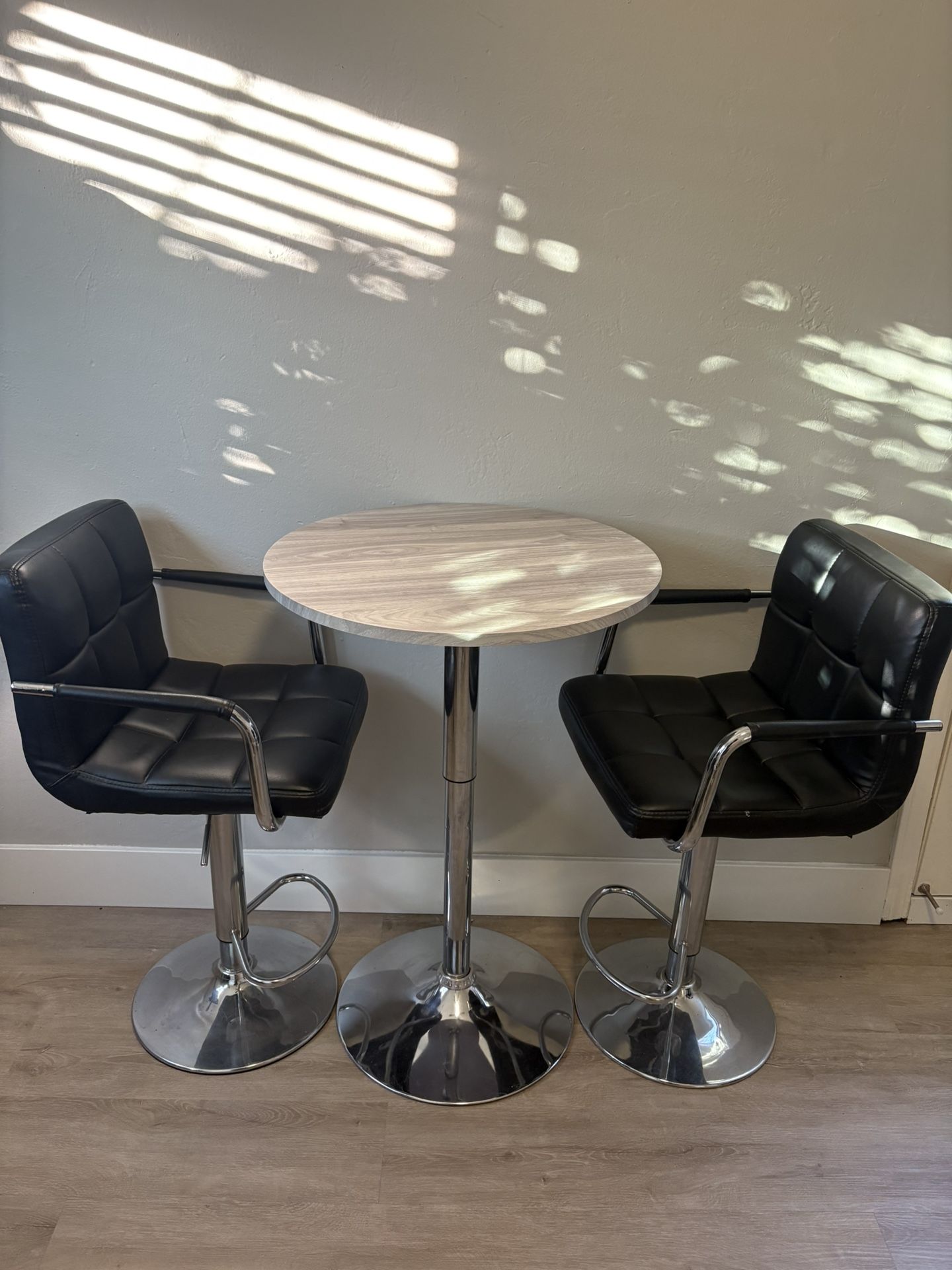 Modern Pub Style Table + Two Barstools