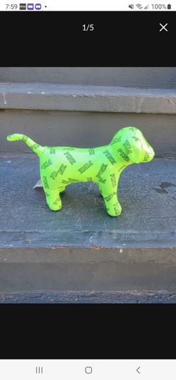 Victoria's Secret VS PINK Collector Dog Plush Vinyl Stuffed Animal Green mini