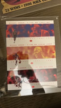 Michael Jordan 9 Time NBA 11 Time Full Un Cut Sheet Rare 
