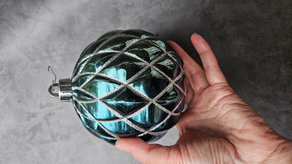 Vintage Used Silver and Blue Assorted Beveled Christmas...
