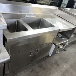 2 Compartment Sink w/ Cabinet & Drainboard