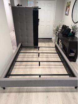 grey queen bed frame