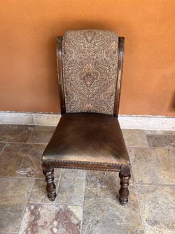 Wooden Chair With Faux Leather Seat