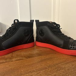 Christian Louboutin Lou Spikes Orlato Flat 'Black Red' Size 11.5 Or 45