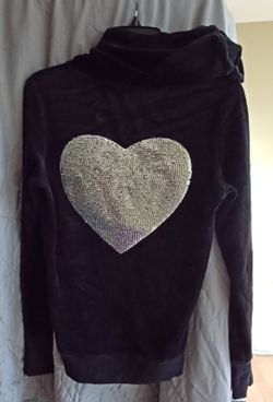 NEW Junior size Medium Black Velour Zip Up Hoodie JACKET 