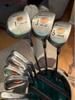 Full Set of Men’s Golf Clubs With Bag and Pull Cart