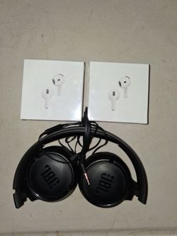 Airpods and JBL headphones