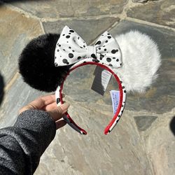 Disney Cruella de Vil 101 Dalmatians villains fur Minnie Ears Headband new
