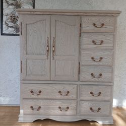 Solid Oak Armoire/Dresser – Beautifully Refurbished in Natural Finish