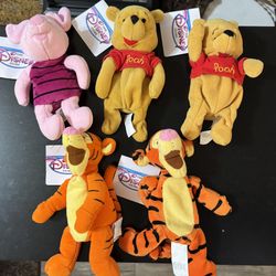 The Disney Store Mini Bean Bag Plush Character.Brand New With Tags. Made Exclusively For The Disney Store and Disney Theme Parks.  Set Of 5 $50.00 OTO