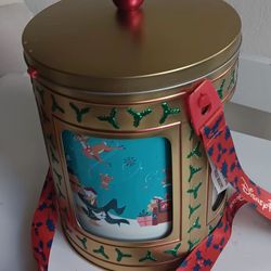 Disney Parks Mickey & Friends Holiday Rotating Musical Tin Popcorn Bucket