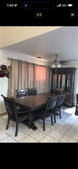 Dining table set and china cabinet