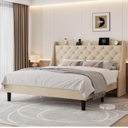 Brand New In Box Modern King Size Platform Bed With Charger Station!!!