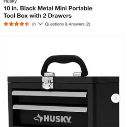 Husky 10 in. Black Metal Mini Portable Tool Box with 2 Drawers