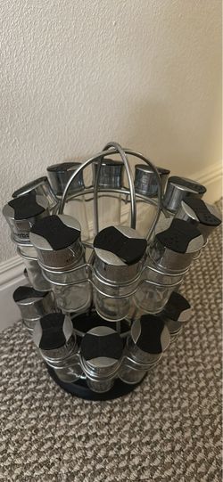Rotating Spice Rack with Glass Jars