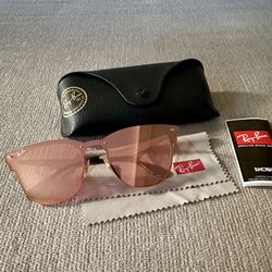 Ray-Ban Blaze Clubmaster Pink and Gold Sunglasses 