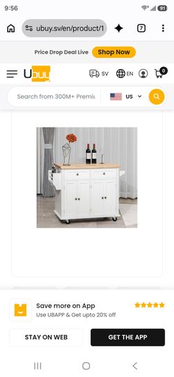 Rolling kitchen island on wheels brand new