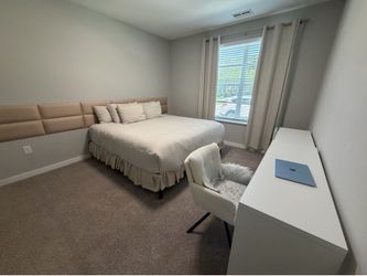 King Bed (Mattress + Frame) – Like New – Must Sell