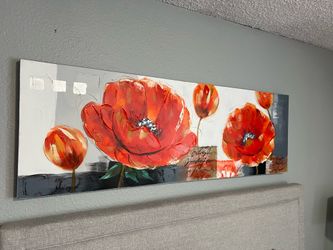 Abstract Red Flowers Canvas Painting