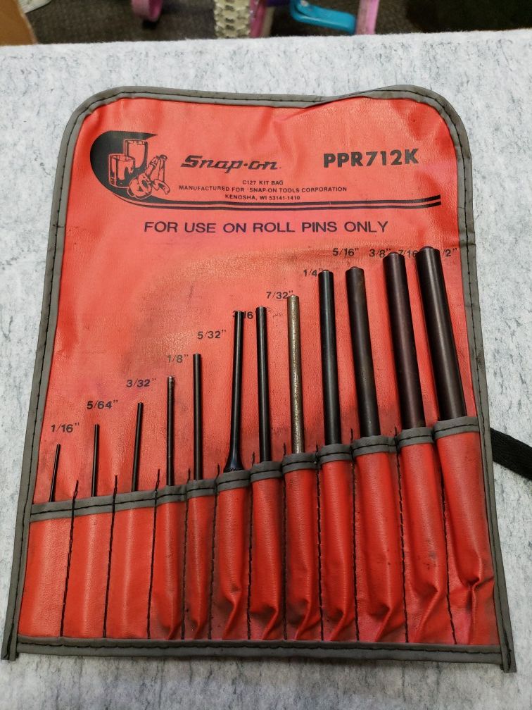 Snap On Tools Roll Pin Punch Set PPR712K Complete !