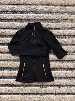 Black Athletic Zip-Up Jacket - Gold Zippers - Size [S/2] - New, Never Worn