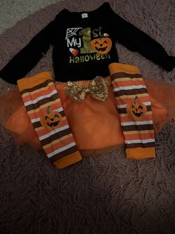 My 1st Halloween Pumpkin With Tutu & Leg Warmers
