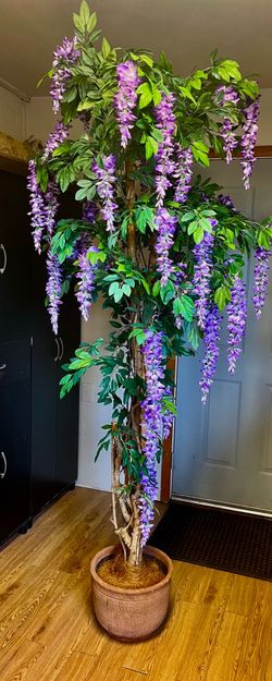 Large Artificial Purple Wisteria Tree in Pot