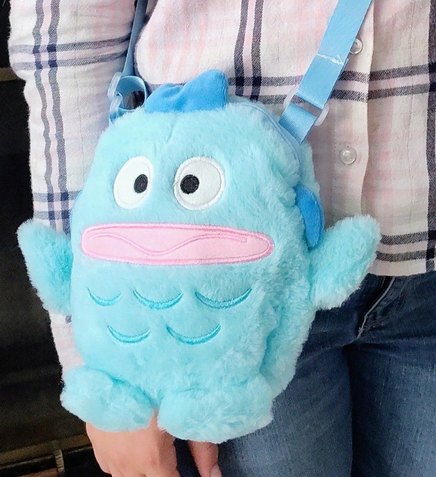 🩵🐟 Sanrio Kawaii HANGYODON PLUSH CROSSBODY/ SHOULDER BAG PURSE~ Adj Strap 🐟🩵