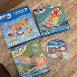 Pool Bundle Lot Slip And Slide Lounger Goggles And Basketball And Football Kit