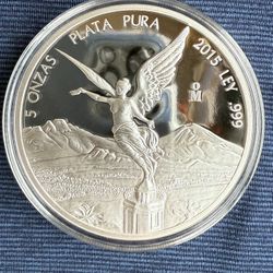 2015 5oz Mexico Libertad Proof Silver Coin