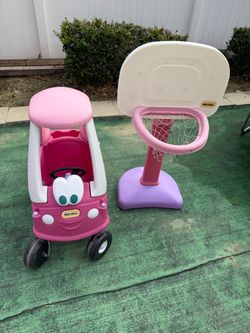 pink car and basketball rack