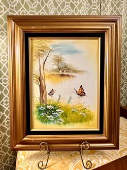 Vintage Butterfly Oil Painting