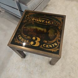 Brass And Wood End Table