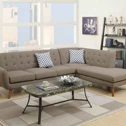 Brand New Light Grey Retro Style Sectional Sofa 