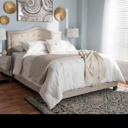 Beige Fabric Upholstered Full Bed(New In A Box)