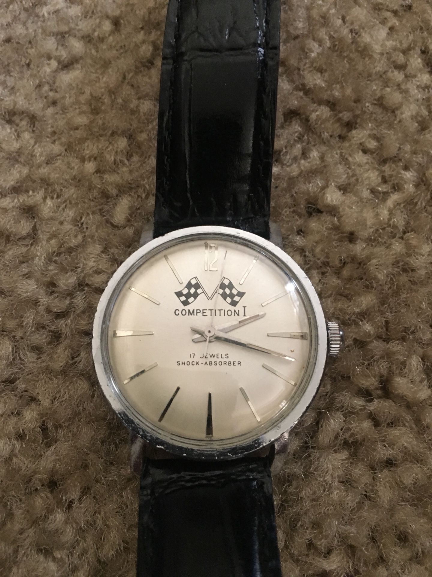 Vintage Corvette Competition 1 17jewels shock absorber watch. Works