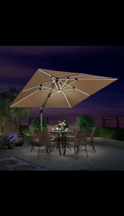 PURPLE LEAF Double Top 10X10ft Square Outdoor Umbrellas with Lights