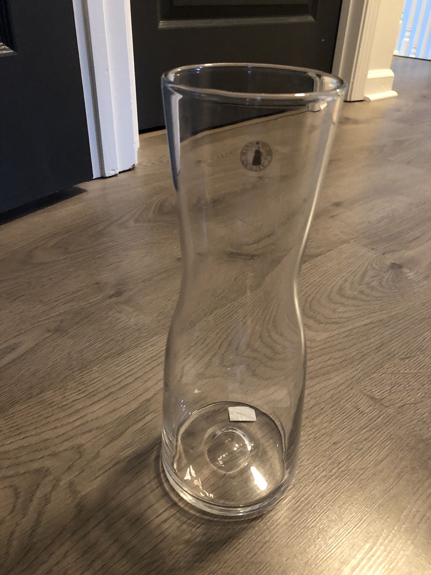 12” tall glass vase
