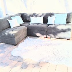 Gray 4 Piece L Sectional Couch 
